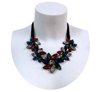 Collana di Cristallo, girocollo legata con nastro nero choker fiori cuore goccia