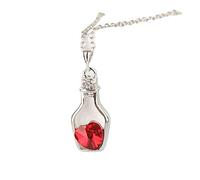 Collana di cristallo popolare moda donna Bottiglie di deriva d'amore Collana A Strati (Red, One Size)