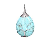 Collana di Cristallo Turchese Naturale con Ciondolo A Forma di Goccia D'Acqua Avvolto In Filo D'Argento,Collana di Cristallo Curativo Reiki,Regalo di Gioielli Chakra per Donne e Uomini