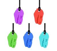 Collana Di Dinosauri Collane e ciondoli sensoriali con ciondolo da masticare con rubinetto per massaggiagengive in silicone per bambini Ventaglio Di (Yellow,Black,White,Pink,Green,Blue, One Size)