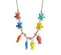 Collana di fascino con ciondolo di pesce in ceramica per le donne oceano tema stelle marine collana di lusso casual estate gioielli, 1.0*1.0*1.0*1.0