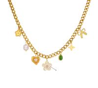 Collana di Fiori Bianchi con Fiocco di Perle d'Amore Inossidabile per la Ragazza delle Donne 2024 Festa Regalo con Gioielli da Collo di Tendenza