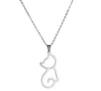 Collana Di Gatto Per Le Donne Acciaio Inossidabile Stile Geometrico Carino Scava Fuori Gatto Collane Con Ciondolo Gioielli Regali Amanti Dei Gatti