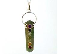 Collana di giada 7 Chakra Gemstone Pendant Reiki Charged Energy 18 "Catena...