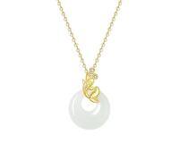 Collana di Giada Dorata per Donne, Collana di Giada con Fibbia della Pace, Collana di giadeite, Regalo Meraviglioso per Moglie e Madre