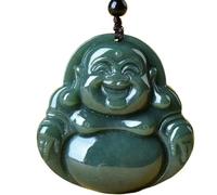 Collana di giada Feng Shui per donne e uomini Collana con Buddha sorridente in giada naturale Hetian, ciondolo in cristallo Feng Shui Reiki for donne e uomini, regalo catena for maglione, 1 pezzo
