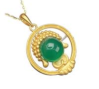 Collana di giada Feng Shui per donne e uomini Collana con ciondolo in argento S925 Buddha in giada naturale, amuleto portafortuna for la meditazione sui chakra Reiki, unisex, 14x22 mm, 1 pezzo