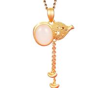 Collana di giada Feng Shui per donne e uomini Collana in argento S925, ciondolo Wu Lou in giada naturale Hetian, amuleto Feng Shui for longevità, viaggio sicuro e prosperità, regalo 1 pezzo