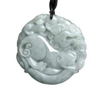 Collana di giada Feng Shui per donne e uomini Collana Pixiu a doppia faccia in giadeite smeraldo naturale, amuleto Feng Shui for prosperità, amore e fortuna, ciondolo unisex in giada, regalo 1 pezzo