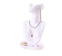 Collana di Gioielli Display Busto Stand Espositore for vetrine di collane con ritratto, orecchini e manichini in plastica, espositore for gioielli con ciondolo e collana(WHITE)