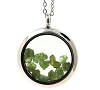 Collana Di Granato Demantoide Grezzo. Modello Medaglione 20 Mm. Colore Argento.