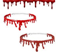 Collana di Halloween,2 Pezzi Collana Gocce di Sangue,Dripping Blood Choker,Halloween Girocollo Con Goccia di Sangue,per Adulti, Carnevale,Feste,Cosplay