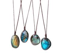 Collana di Labradorite Guarigione - Grande Collana Vintage di Labradorite | Collana di Labradorite e Moonstone | Ciondolo in Pietra Naturale e Cruda | Elegante Gioiello Energetico in Cristallo