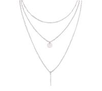 Collana Di Lupo Boho Bar Long Layer Women Disc Pendente con Multi Necklace per Collane e Ciondoli Collane Cugine (sliver, One Size)