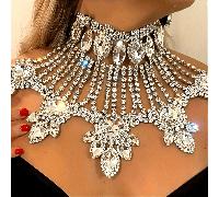 Collana di lusso con cristalli bling, collana esagerata con cristalli, gioielli per spose e matrimoni vetro