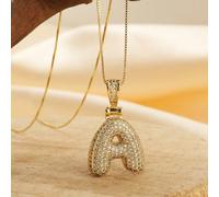 Collana di moda nuova con ciondolo a lettere dell'alfabeto A-Z da donna e uomo, con zirconi scintillanti, ciondolo di lusso, gioiello a catena con iniziali o alfabeto, regalo L,M,S,H,A,T,O,X,B,C,D,E,F