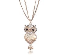 Collana di moda per le donne, Collana pendente di gufo per ragazze Collana a più strati di catena (Oro rosa)