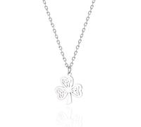 Collana di Nodi Celtici a Trifoglio per Donne Uomini Simbolo Irlandese Fortunato Shamrock con Ciondolo Celtico Trinity Collana Amuleto Gioielli Regali di San Patrizio (Argento)