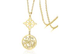 Collana di nodi delle streghe Collane di pentagrammi del Tetragramma Ciondolo a forma di nodo celtico Protezione Stregoneria Pagana Gioielli irlandesi (Collana con nodo delle streghe in oro 2)