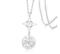 Collana di nodi delle streghe Collane di pentagrammi del Tetragramma Ciondolo a forma di nodo celtico Protezione Stregoneria Pagana Gioielli irlandesi (Collana con nodo delle streghe - Argento 2)