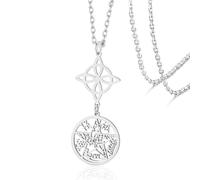 Collana di nodi delle streghe Collane di pentagrammi del Tetragramma Ciondolo a forma di nodo celtico Protezione Stregoneria Pagana Gioielli irlandesi (Collana con nodo delle streghe in argento 2)