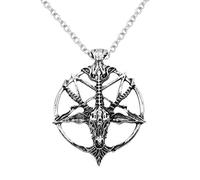 Collana di Pecora con Teschio letterario Vintage Demon God Pan God Ciondolo in Lega Rotonda Collana di Diavolo Scuro Simbolo di Forza Argento Pratico e Popolare