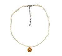 Collana di perle arcobaleno ciondolo colorato fiore girocollo tendenza accattivante accessori femminili per abiti casual collana fatta a mano, Misura unica, come descritto, come descritto