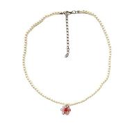 Collana di perle arcobaleno ciondolo colorato fiore girocollo tendenza accattivante accessori femminili per abiti casual collana fatta a mano, Misura unica, come descritto, come descritto