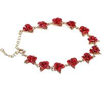 Collana di Perle Bigiotteria Bracciale Color Rosa Catena di Gioielli smaltati in Oro Rosa con Braccialetti Rossi Durable Design