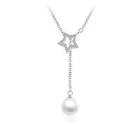 Collana di Perle, Collana con Pendente di Perle di Cristallo Placcato Argento Collana di Gioielli di Moda per Donne Ragazze Portatile e utile Attractive