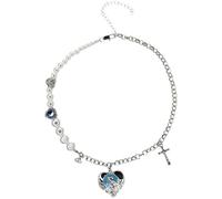 Collana di perle con cuore a forma di perla girocollo con gemma blu ciondolo a cuore adatto per festival, feste, vacanze e vita quotidiana