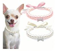 Collana di perle con decorazione in strass e ossa per cani e gatti, collare da sposa alla moda per gatti, gioielli adatti per ragazze, gatti, cani di piccola taglia Rosa S,Bianco l,Bianco M,Rosa M,Ros