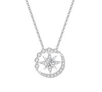 Collana di perle da donna Collana di perle di cristallo Regali Collana con stella a otto punte in argento Sterling S925 con zaffiro e ciondolo femminile per la migliore amica