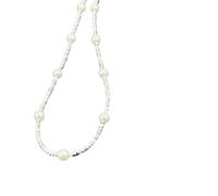 Collana di perle da donna, collana di perle di cristallo, regali, collana di perle d'argento spezzate scintillanti. Gioielli con collana di perle d'argento spezzate