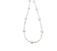 Collana di perle da donna, collana di perle di cristallo, regali, collana di perle d'argento spezzate scintillanti. Gioielli con collana di perle d'argento spezzate