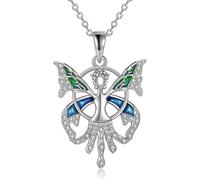 Collana di perle da donna, collana di perle in cristallo, collana con ciondolo a forma di farfalla e ali d'angelo, collana da donna con catena per clavicola