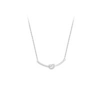 Collana di perle da donna, collana di perle in cristallo, collana in argento sterling 925 con nodo d'amore, collana con ciondolo semplice e catena a clavicola