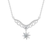 Collana di perle da donna, collana di perle in cristallo, collana in argento Sterling S925 con ciondolo a forma di angelo, alla moda e versatile
