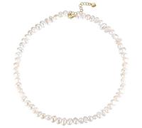 Collana di perle d'acqua dolce barocche placcata oro, catena regolabile con chiusura in metallo, design elegante per feste e uso quotidiano