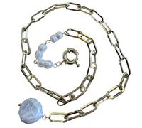 Collana di perle d'acqua dolce, design naturale barocco, forma irregolare con catena in argento, lunghezza regolabile, gioielli da donna, estetica unica per l'uso quotidiano