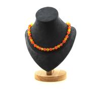 Collana Di Perle Di Ambra Vera Del Mare Baltico + Calcedonio Arancione Collana F