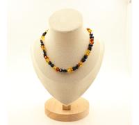 Collana Di Perle Di Ambra Vera Del Mare Baltico + Catena In Tormalina Schorl