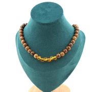Collana Di Perle Di Ambra Vera Del Mare Baltico + Legno 8 Mm. Catena Collana F