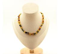 Collana Di Perle Di Ambra Vera Del Mare Baltico + Tormalina Multicolore Del Br