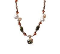 Collana di perle di perle d'imitazione con gioielli di stile della collana di perle d'acqua dolce, pendente dello zircone dello smeraldo