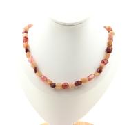 Collana Di Perle Di Quarzo Fragola Del Madagascar + Pietra Di Sole Di Taglia Per