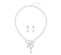 Collana di Perle e Orecchini da Donna Vintage Gioielli Regali Delicato Bling Strass Spumante a Grappolo Collana di Perle Orecchini per Matrimonio da Sposa