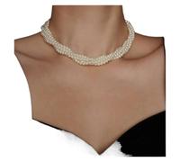 Collana di perle finte bianche multistrato, catena di perline, punk, da donna, for matrimonio, clavicola corta, ragazza, ciondolo, gioielli da festa(28)