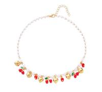 Collana di Perle Fragola a Forma di Cuore Incantevole: Un Accessorio alla Moda per Ragazze e Donne Che trasuda Dolcezza ed Eleganza.