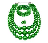 Collana di perle grandi per le donne collana di perle grosse e orecchini Set grande collana di perle 1920s collana di perle finte accessori Gatsby, Perle d'imitazione, Perla sintetica